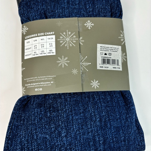Muk Luk Women’s Fleece Lined Leggings Plus Size 1X -2X - Picture 4 of 6